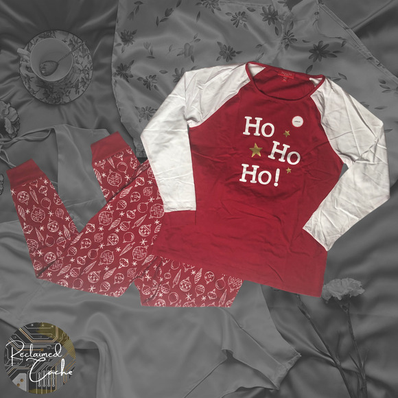 Holiday Family PJs Red Ornaments 2 Piece Set - Size Small